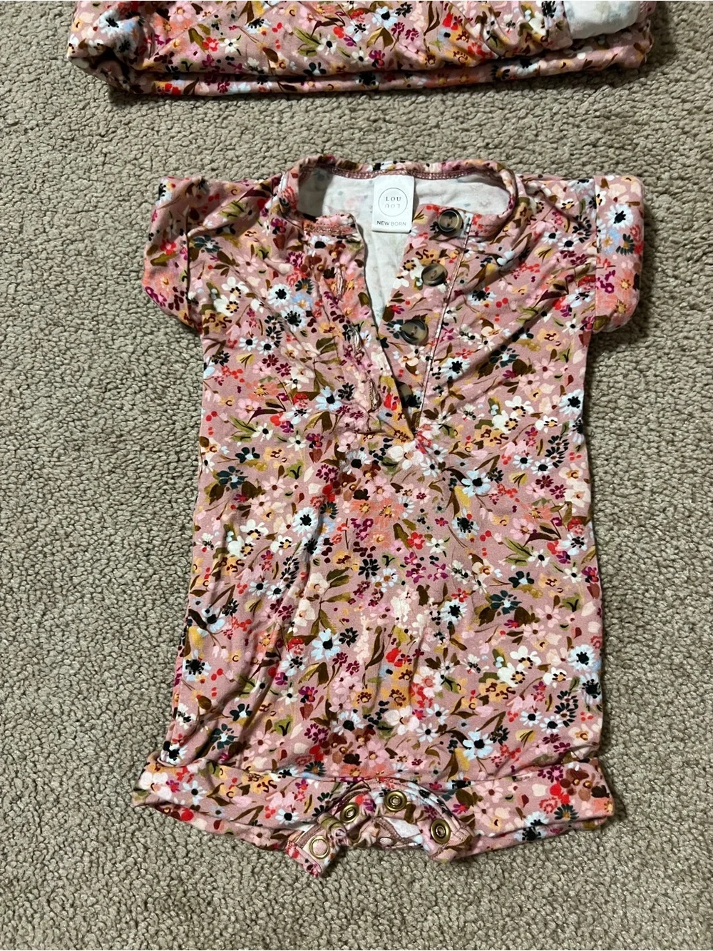 Lou Lou & Company Pink Floral Baby Romper & Matching Swaddle